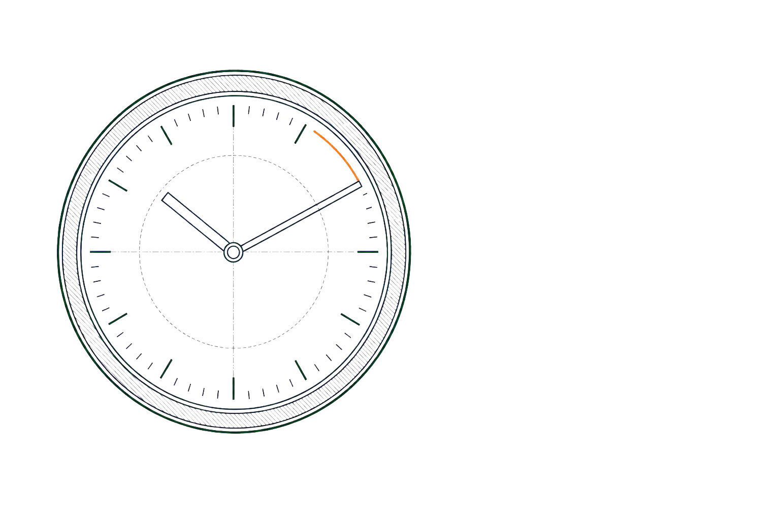 Front-view technical illustration of a clock representing time recovered for the merchant.